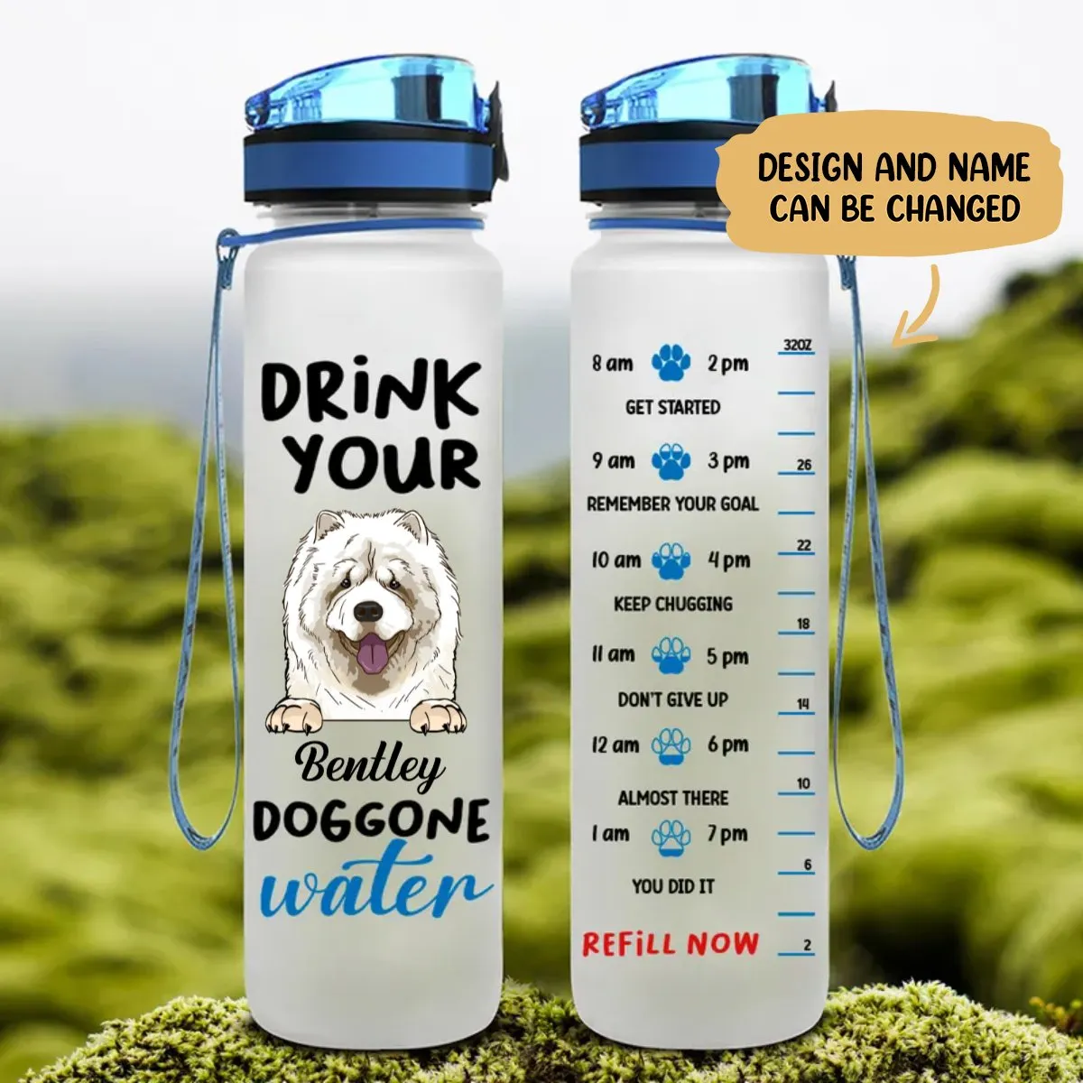 Dog Lovers - Drink Your Doggone Water - Personalized Water Tracker Bottle