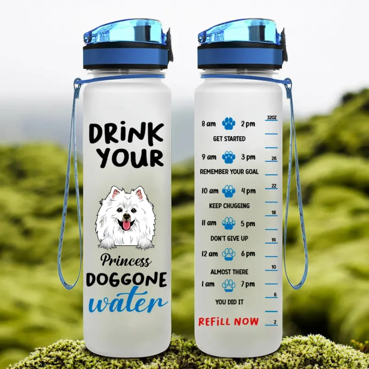 Dog Lovers - Drink Your Doggone Water - Personalized Water Tracker Bottle