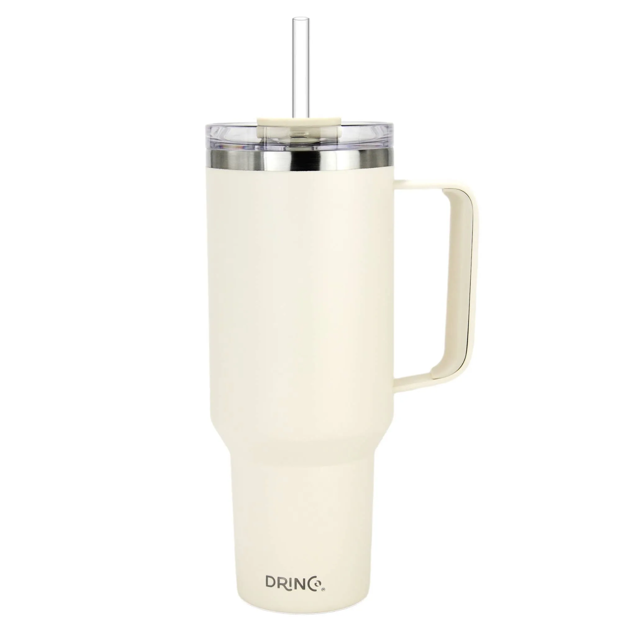 Drinco BigSur Tumbler with Handle Straw/Flip Lid Oakmilk