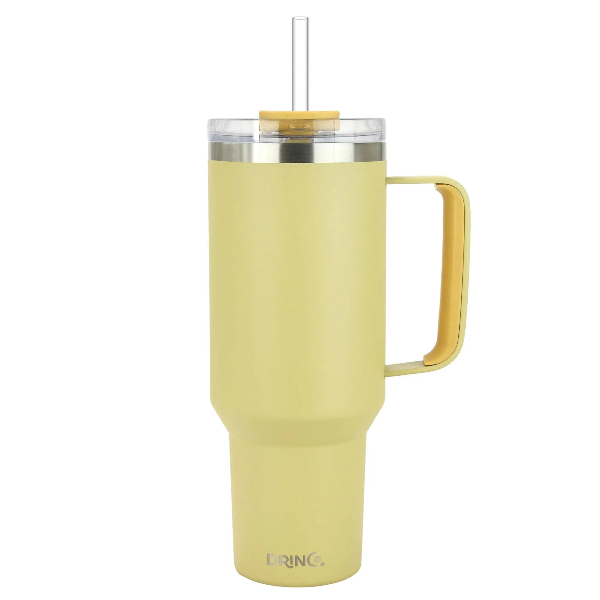 Drinco BigSur Tumbler with Handle Straw/Flip Lid Oakmilk