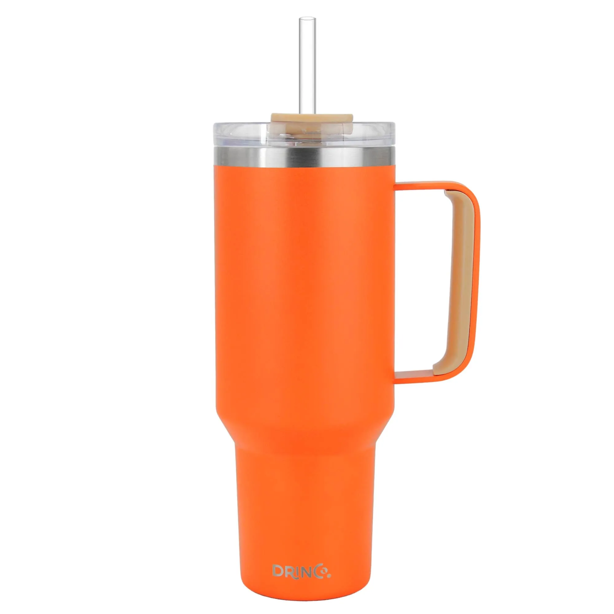 Drinco BigSur Tumbler with Handle Straw/Flip Lid Oakmilk