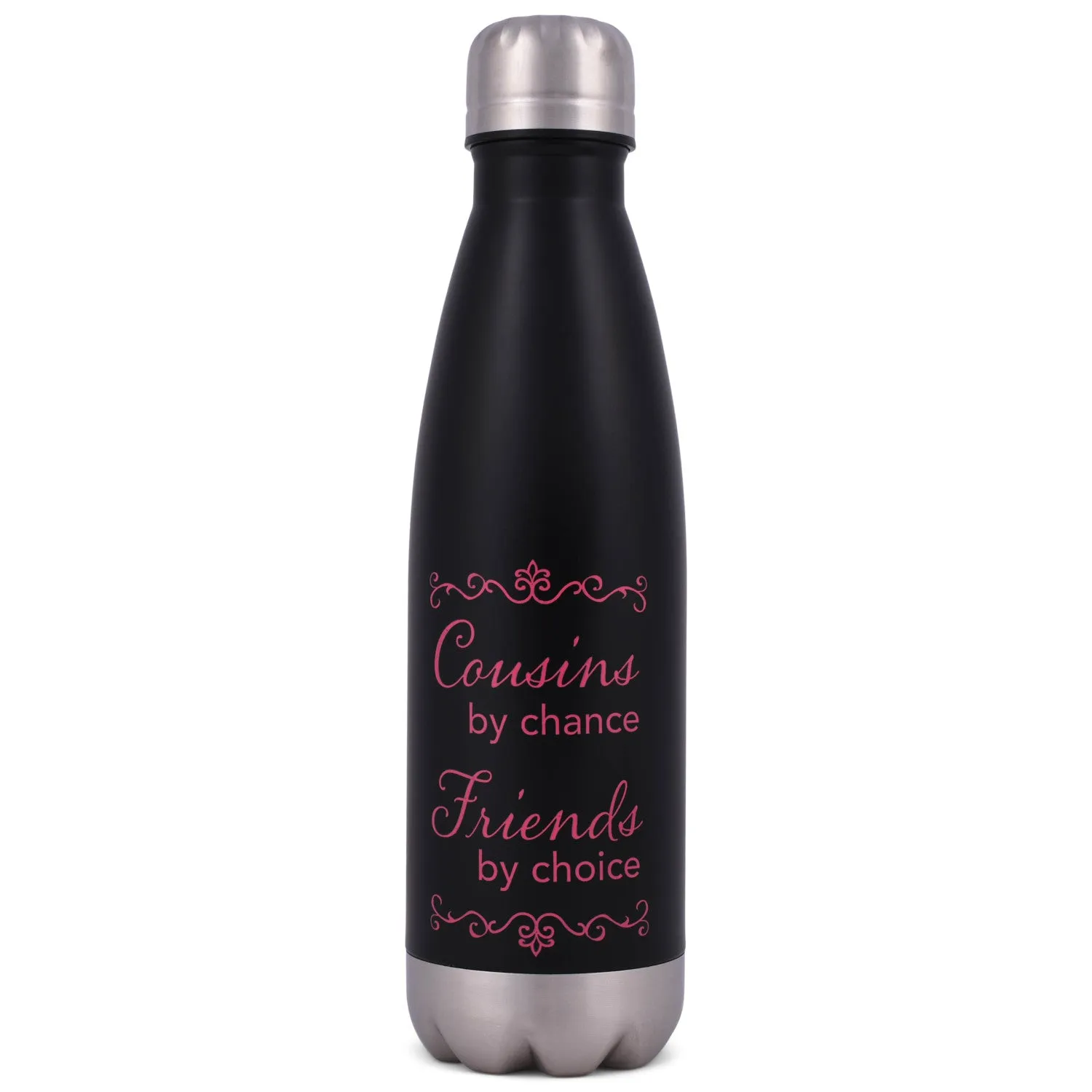 Elanze Designs Cousins Friends Black 17 ounce Stainless Steel Sports Water Bottle