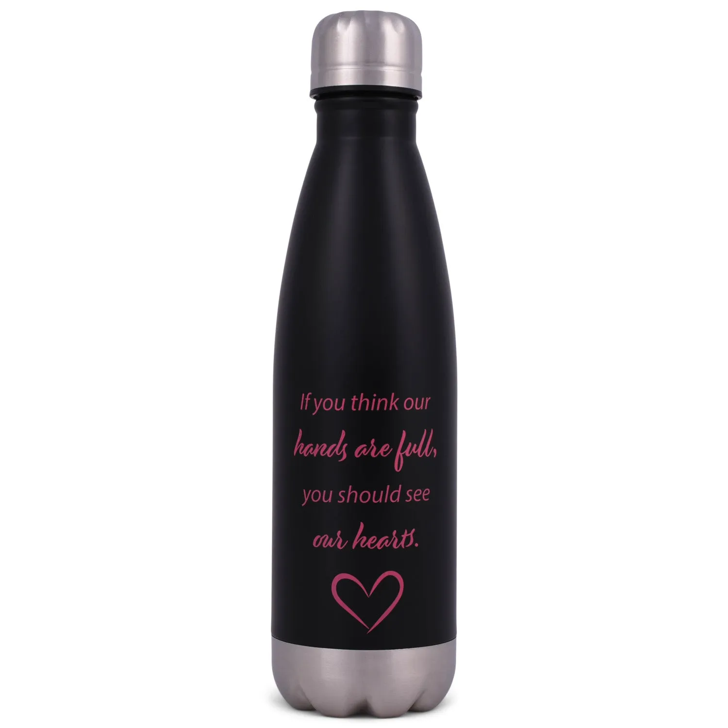 Elanze Designs Hands Full Hearts Full Black 17 ounce Stainless Steel Sports Water Bottle