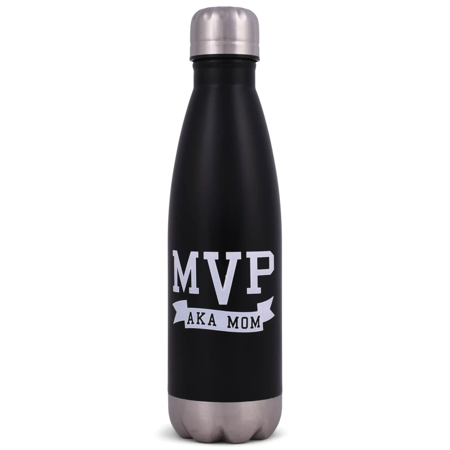 Elanze Designs MVP aka Mom Black 17 ounce Stainless Steel Sports Water Bottle