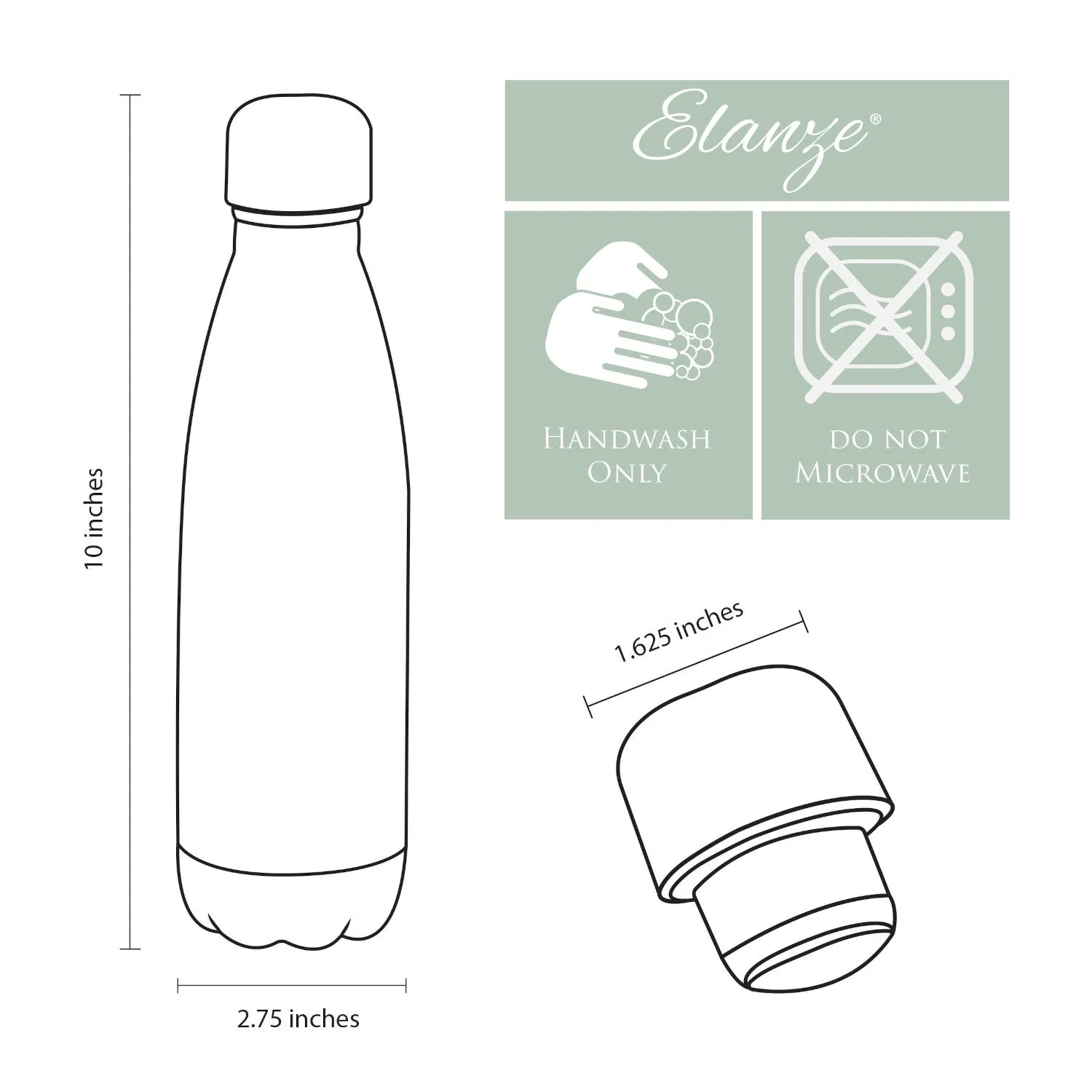 Elanze Designs Siblings Black 17 ounce Stainless Steel Sports Water Bottle