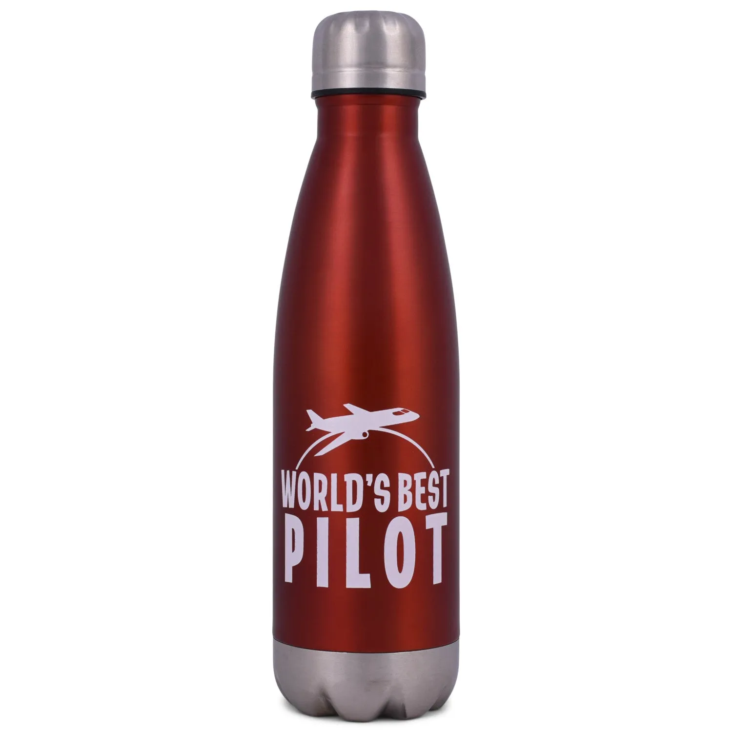 Elanze Designs World's Best Pilot Red 17 ounce Stainless Steel Sports Water Bottle