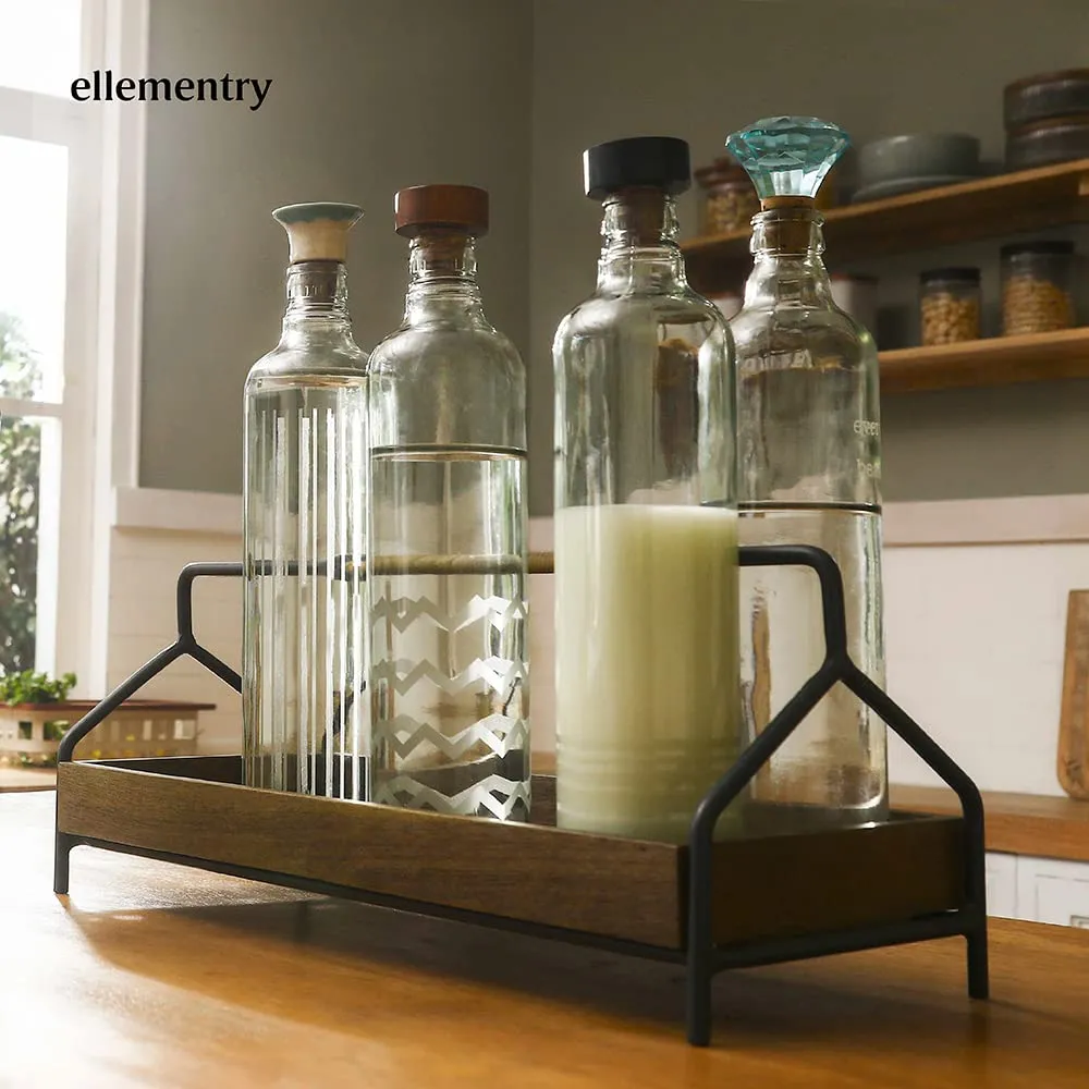 Ellementry Everyday Beautiful Glass Bottle with Cork (750 ML)| Water & Milk Storage Bottle for Fridge | Clear and Transparent Bottles for Home & Office | BPA Free | Stylish and Premium Wine Bottle