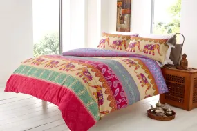 Elly Duvet Set Luxury Cotton Rich Indian Elephant Design Bedding in Bold Colours Available in Single Double King Super King by OLIVIA ROCCO