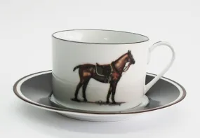 Equestrian Polo Coffee Cup and Saucer Set Polo Pony Design in different color Saddle Pads