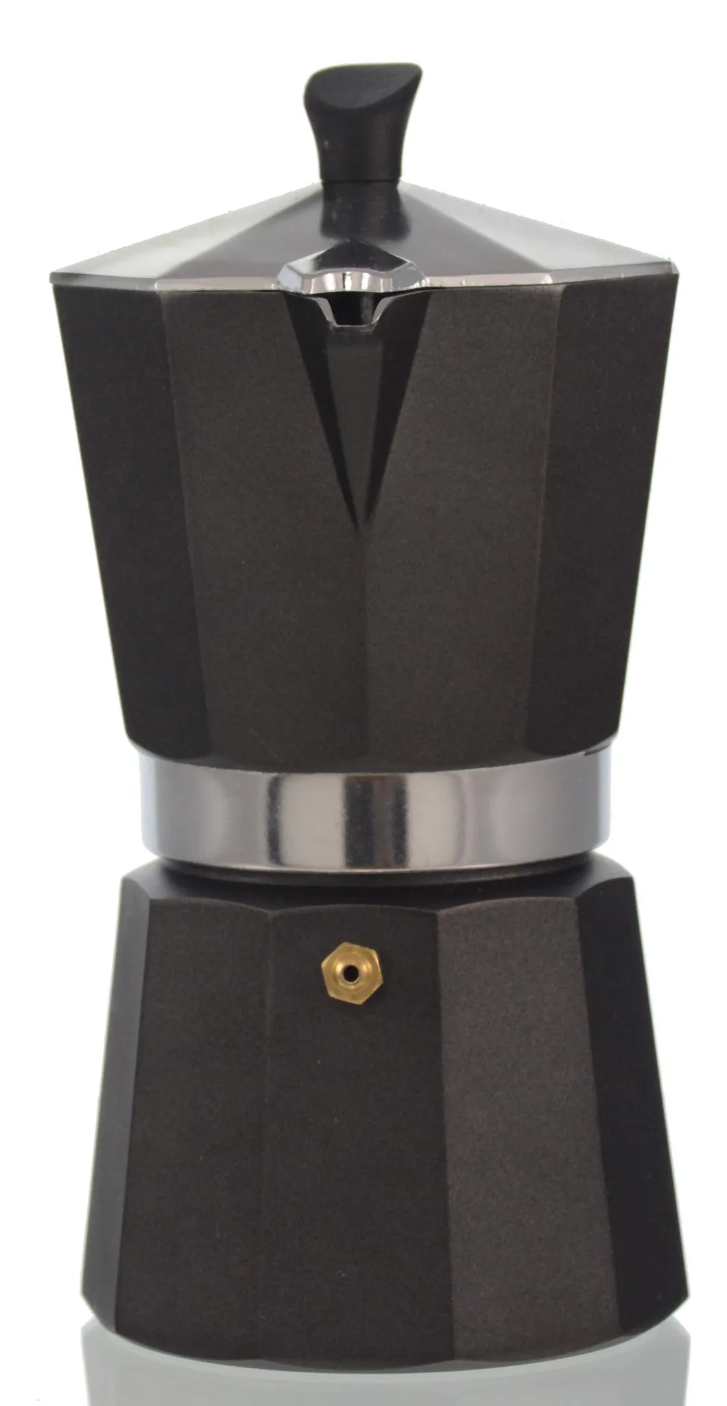 Espresso Coffee Maker Moka Pot: PEDRINI ITALY Polished Aluminium Stovetop Espresso Maker- Black, available in 4 sizes