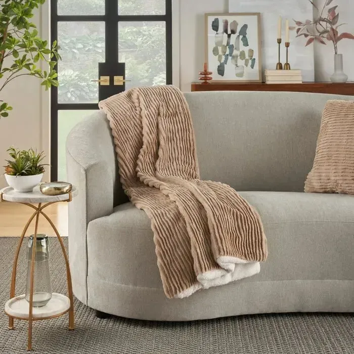 Faux Fur RD639 Beige Throw Blanket