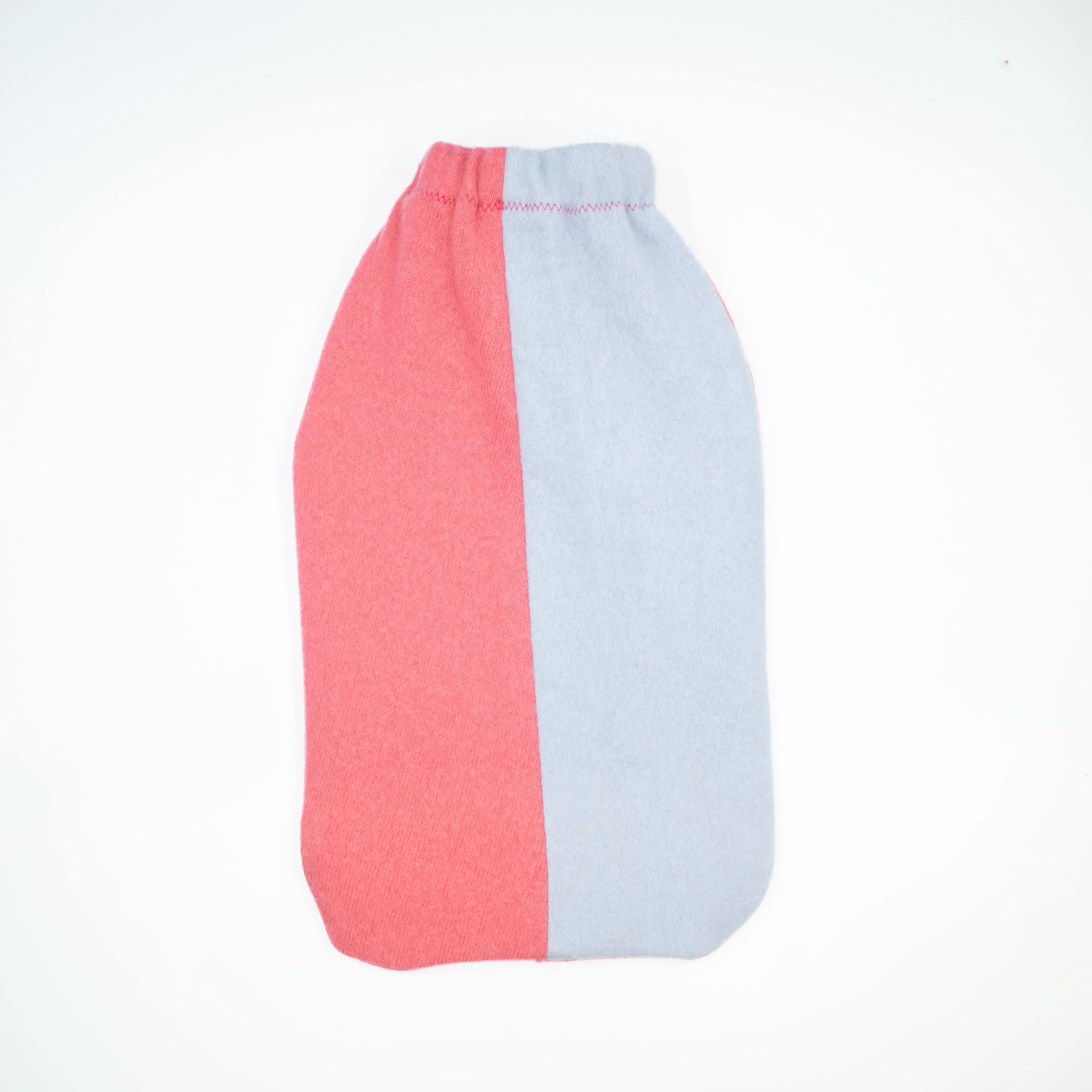 Flamingo Pink and Baby Blue Cashmere Large Hot Water Bottle