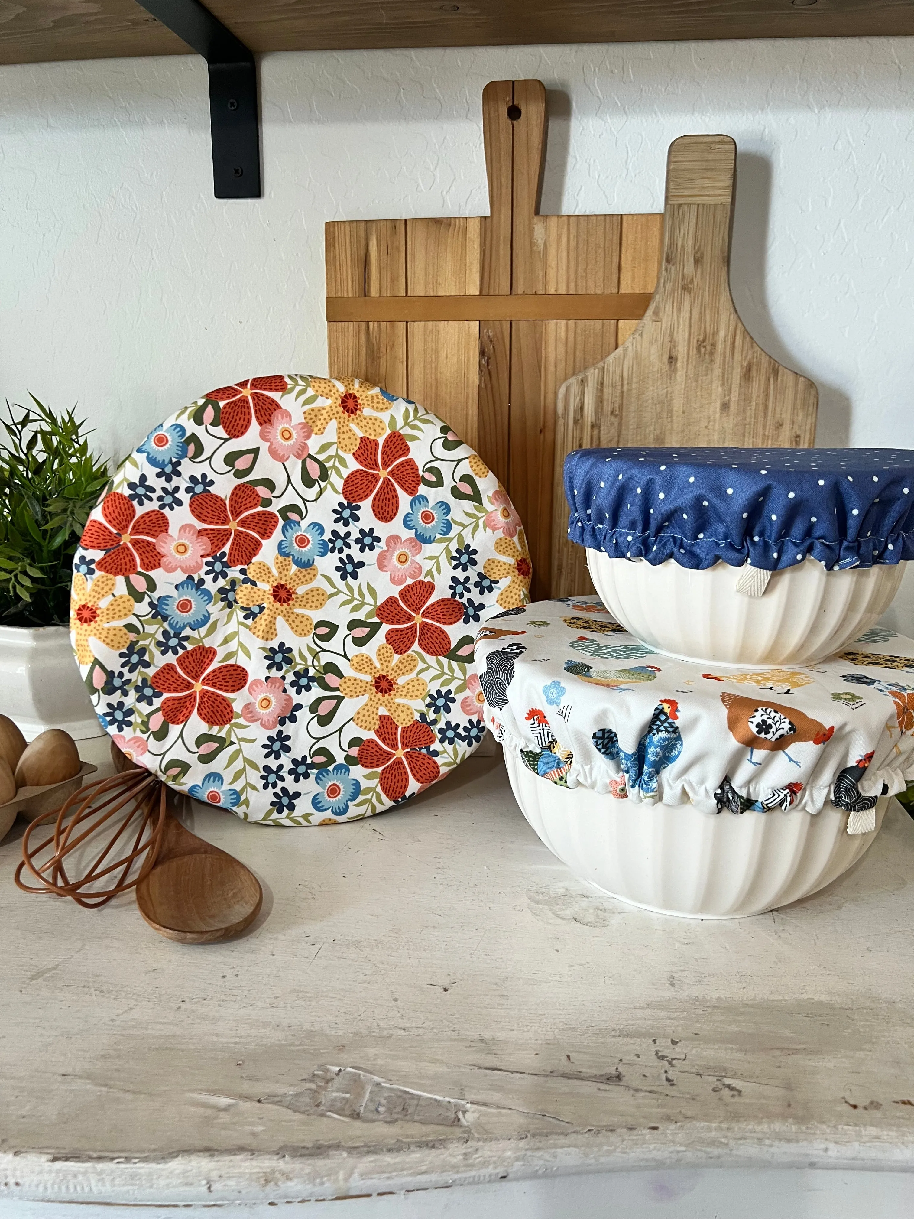 Floral Chicken Bowl Cover Set