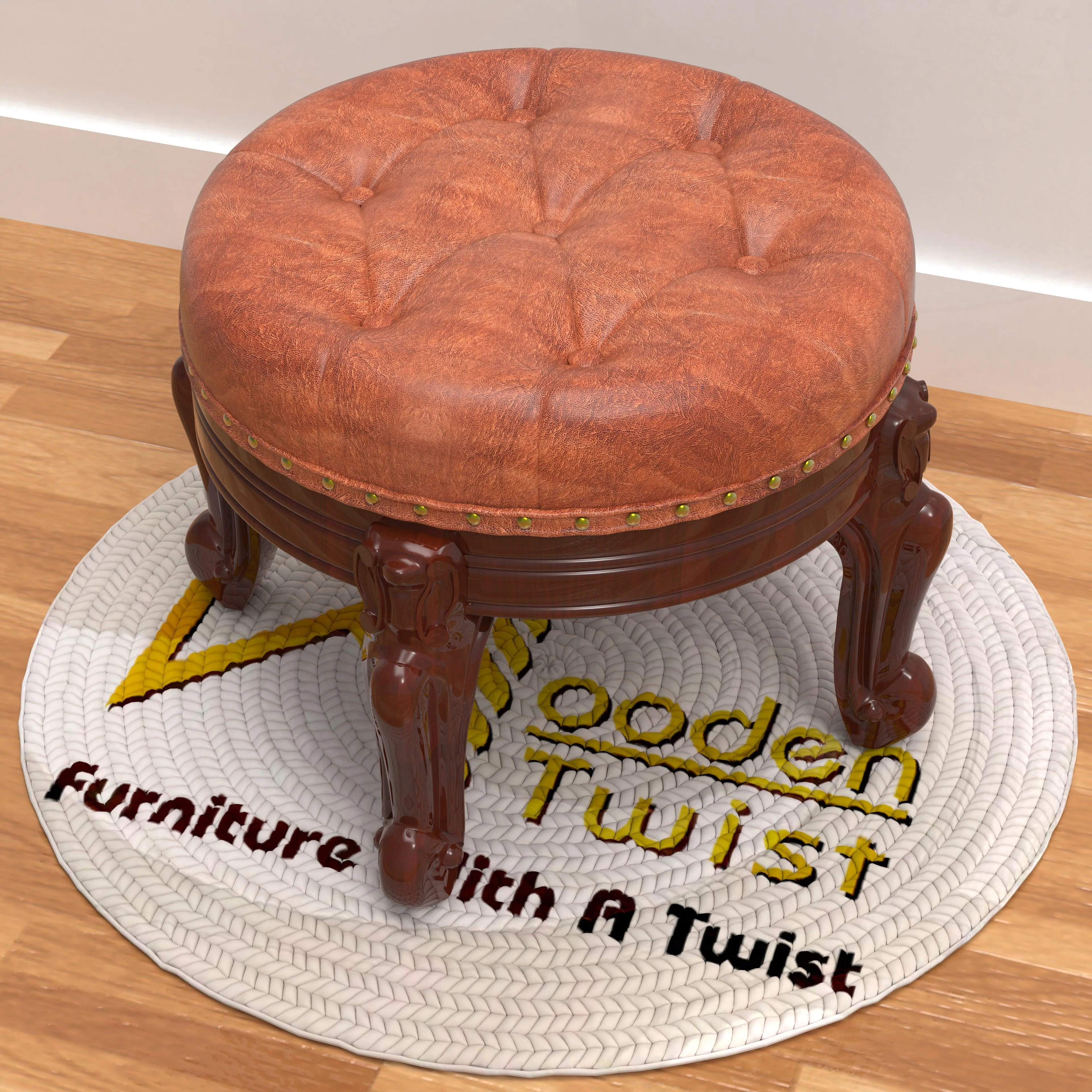 Foot Stool Round Ottoman Mid Century Foot Rest Cushion for Living Room