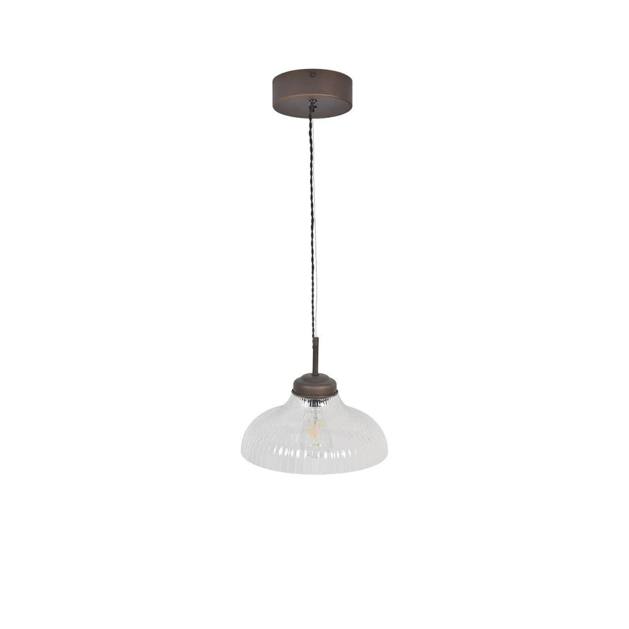 Fovant Fluted Glass Pendant Light | Antique Bronze