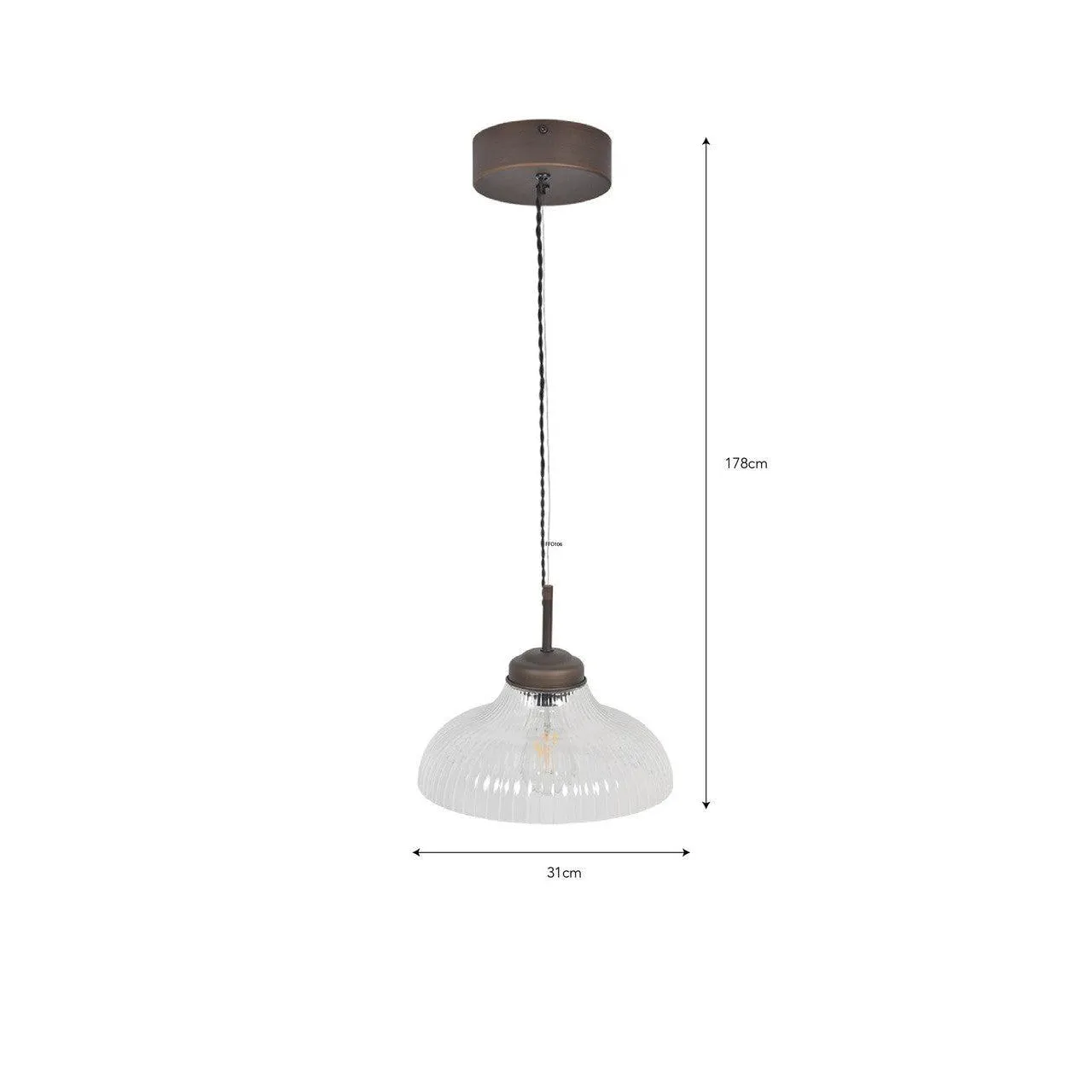 Fovant Fluted Glass Pendant Light | Antique Bronze