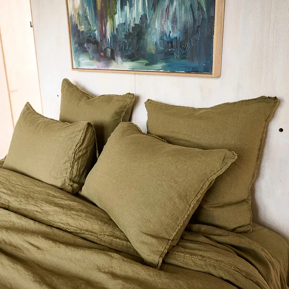 French Linen Pillowcase Set | Olive