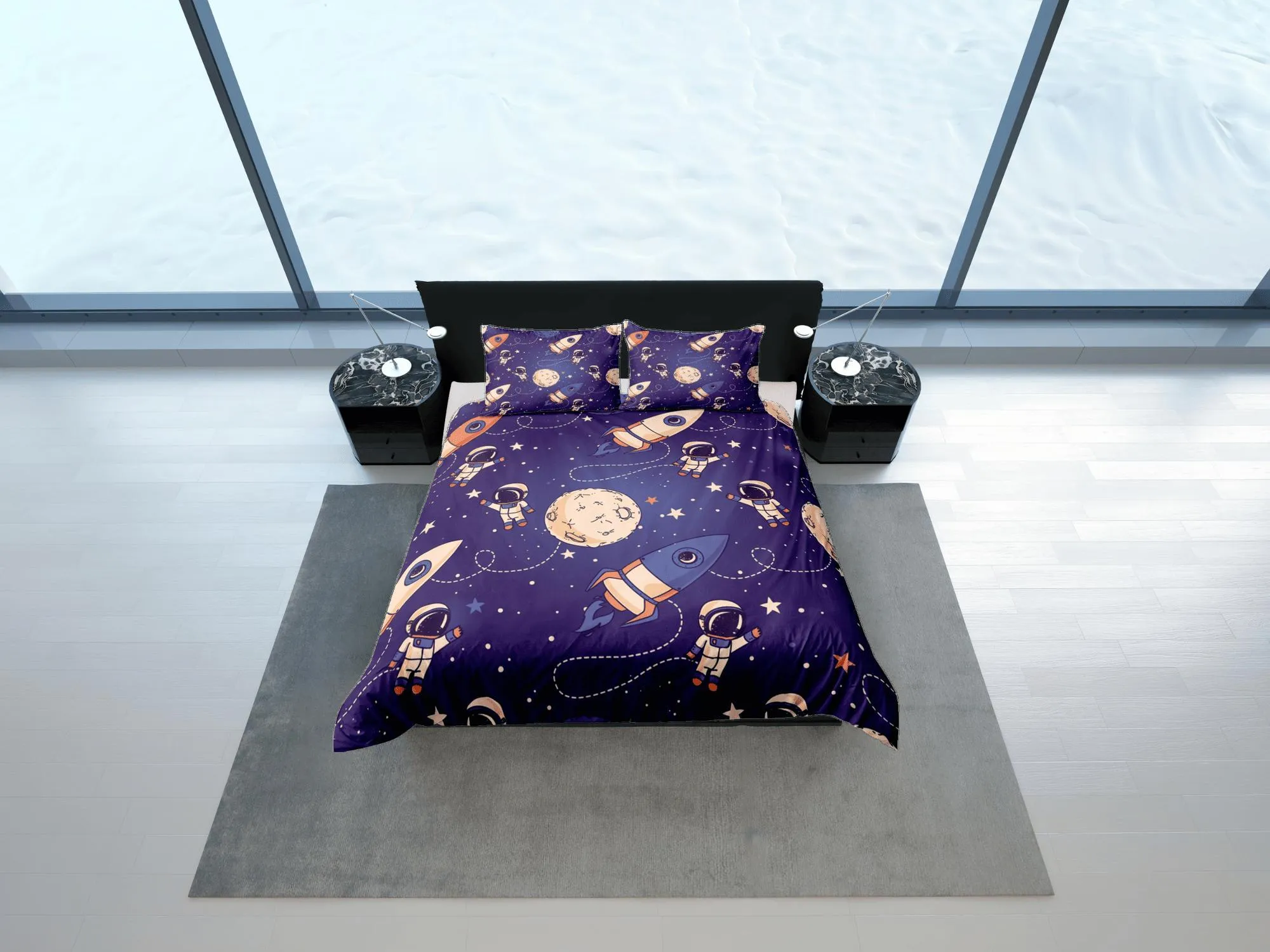 Galaxy Astronomy Purple Duvet Cover Set Bedspread, Teens Kids Bedding & Pillowcase