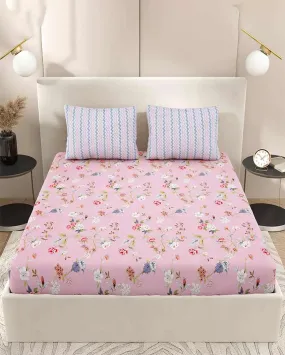 Geranium Floral Polycotton Flat Bedding Set | King Size | 108 x 108 inches