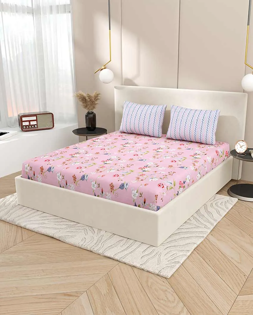 Geranium Floral Polycotton Flat Bedding Set | King Size | 108 x 108 inches