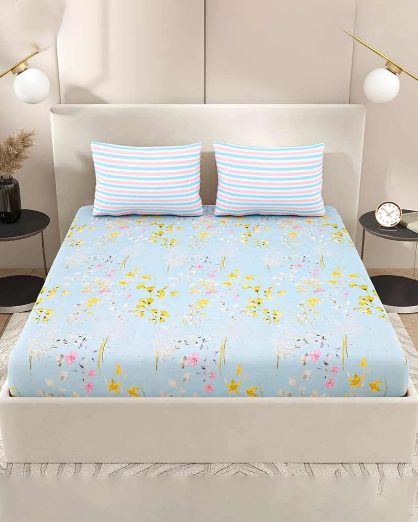 Gladiolus Floral Polycotton Flat Bedding Set | King Size | 108 x 108 inches