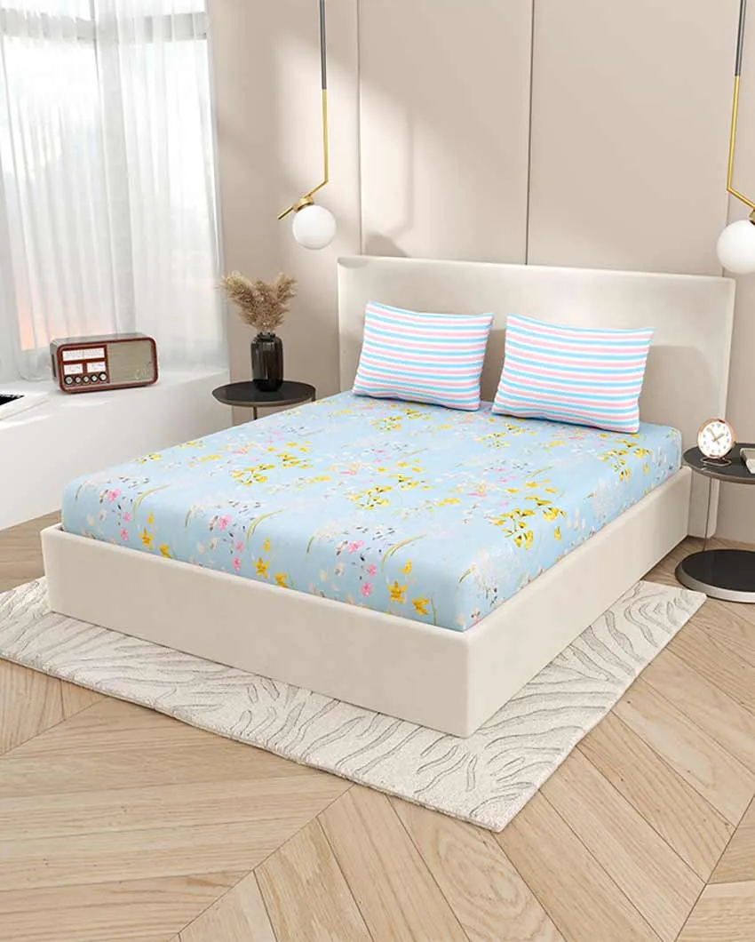 Gladiolus Floral Polycotton Flat Bedding Set | King Size | 108 x 108 inches