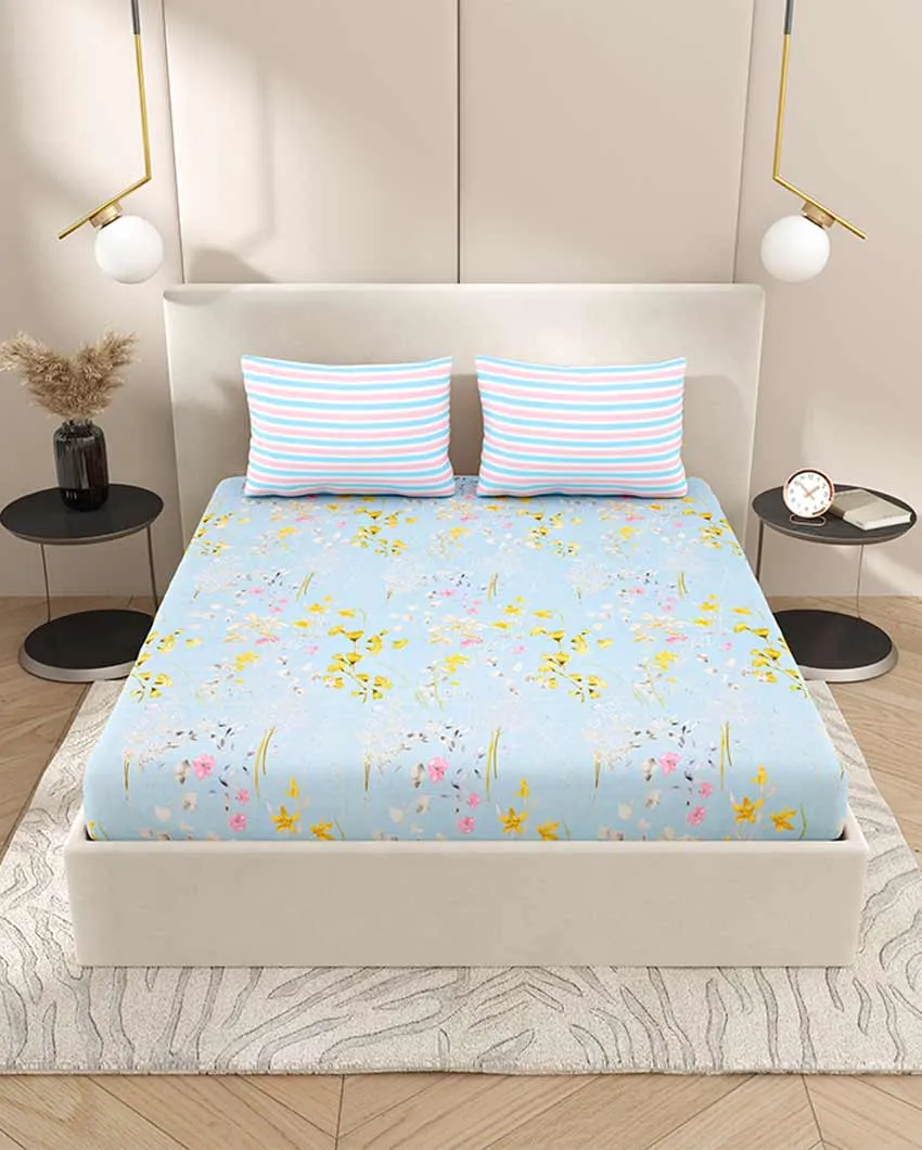 Gladiolus Floral Polycotton Flat Bedding Set | King Size | 108 x 108 inches