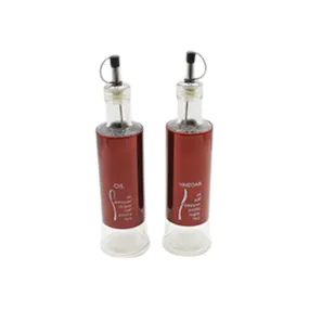 Glass Bottle Oil & Vinegar 2pc Set Red 24cm SGN1765