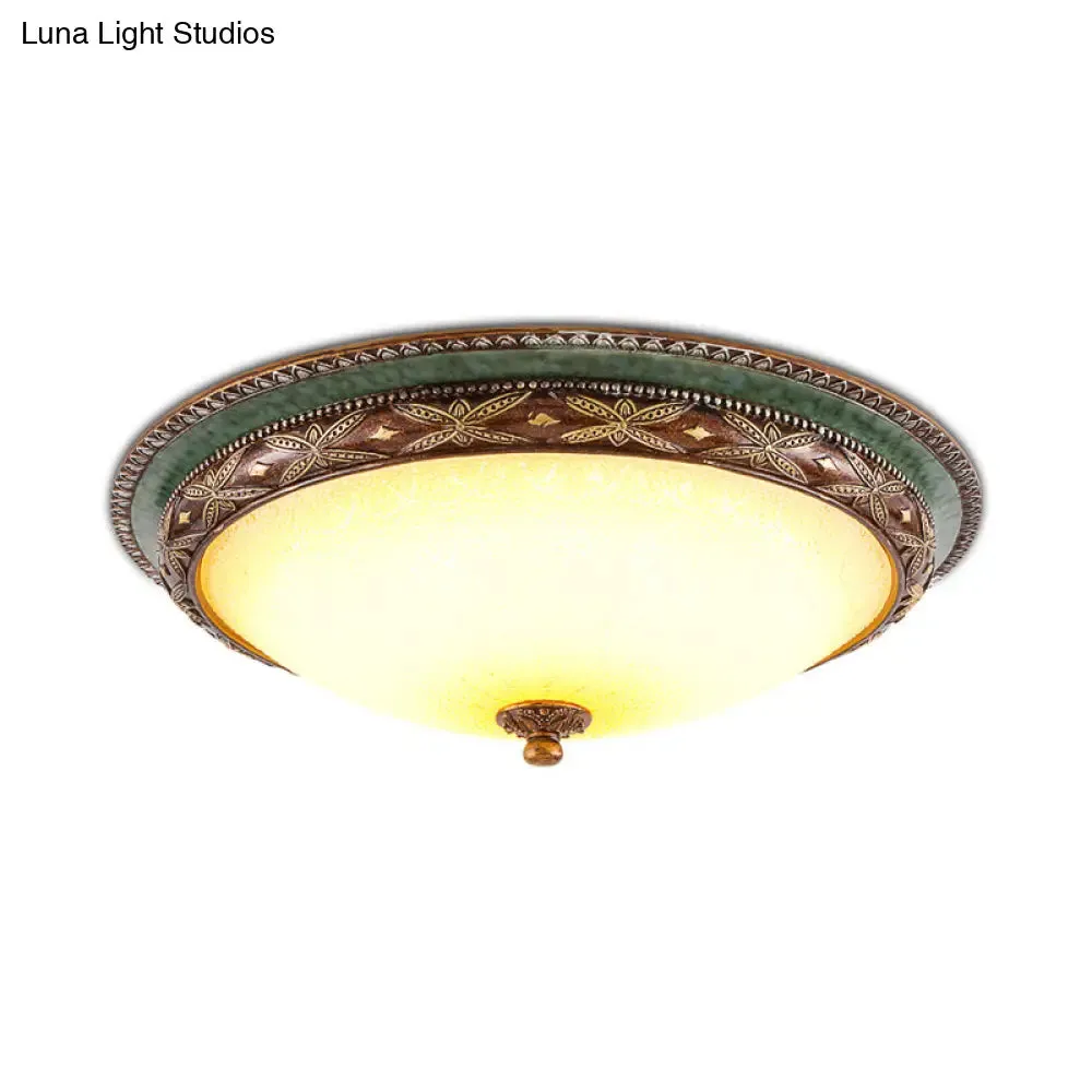 Green Flower Flush Mount LED Ceiling Light - Traditional Resin Design - Warm/White Light - 16"/19.5"/13.5" - For Living Room