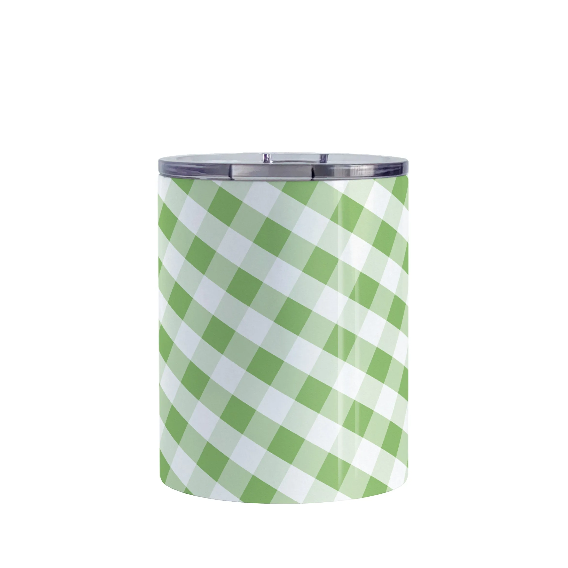 Green Gingham Tumbler Cup