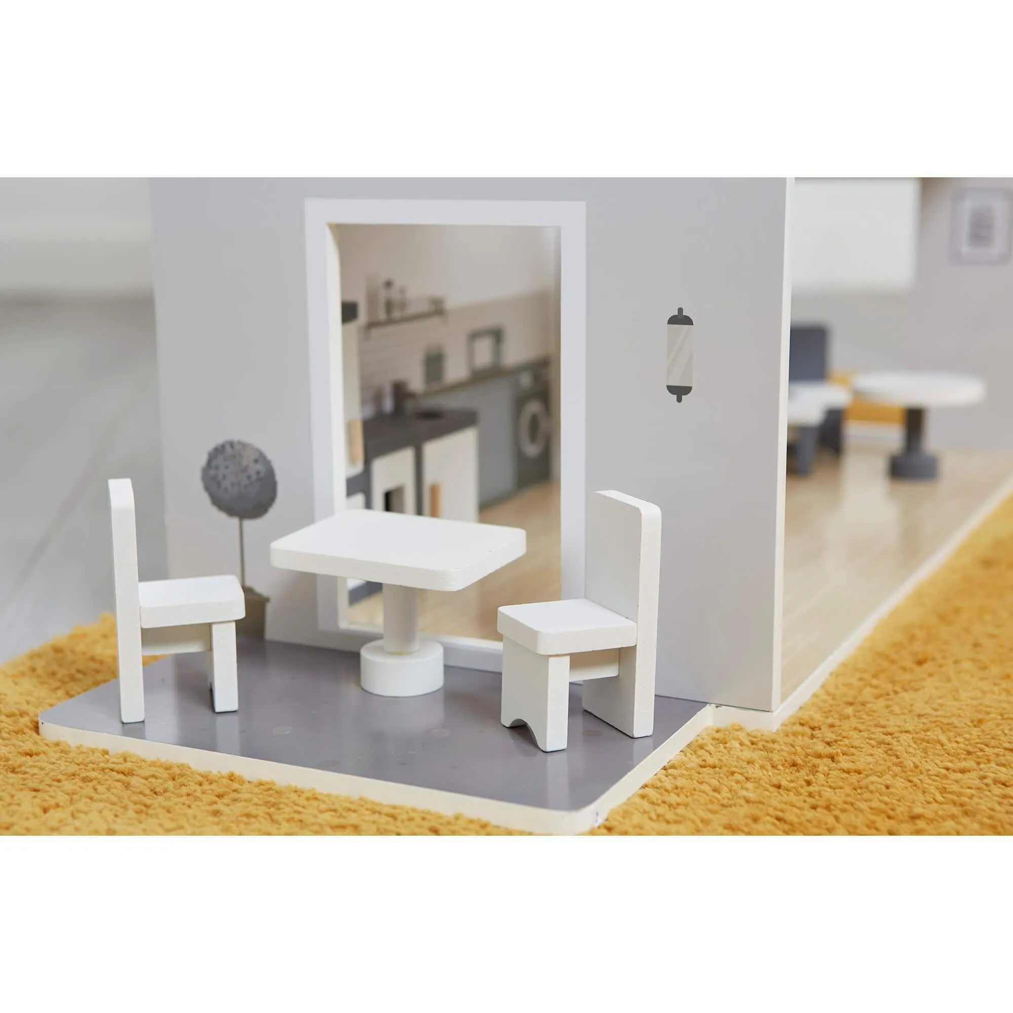 Grey Dolls House with Furniture & Accessories