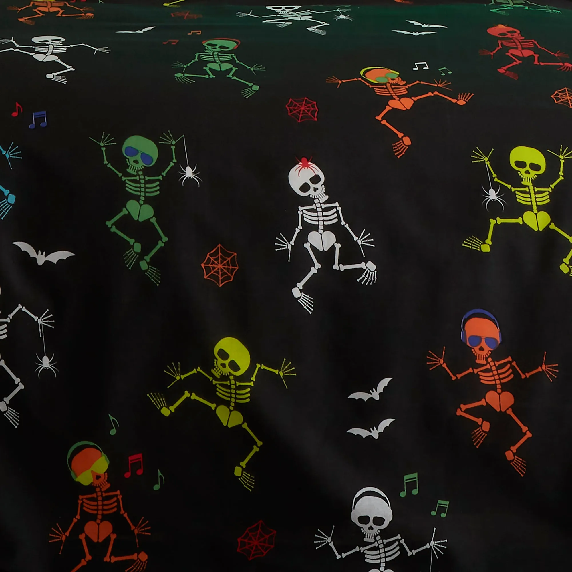 Halloween Dancing Skeletons Glow in the Dark Duvet Cover Set by Bedlam in Black