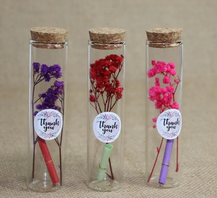 Happy Flower Mini Bottles Vials Clear Cork Stopper