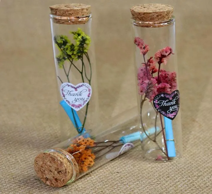 Happy Flower Mini Bottles Vials Clear Cork Stopper