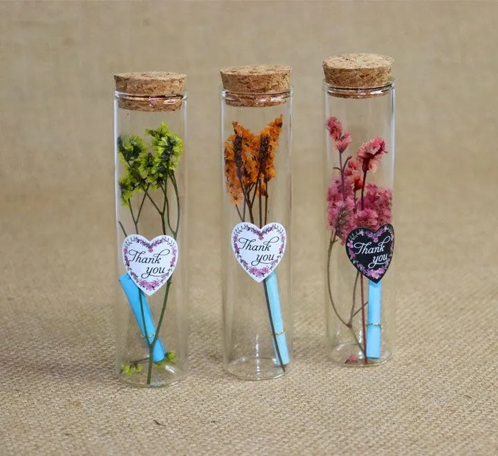 Happy Flower Mini Bottles Vials Clear Cork Stopper