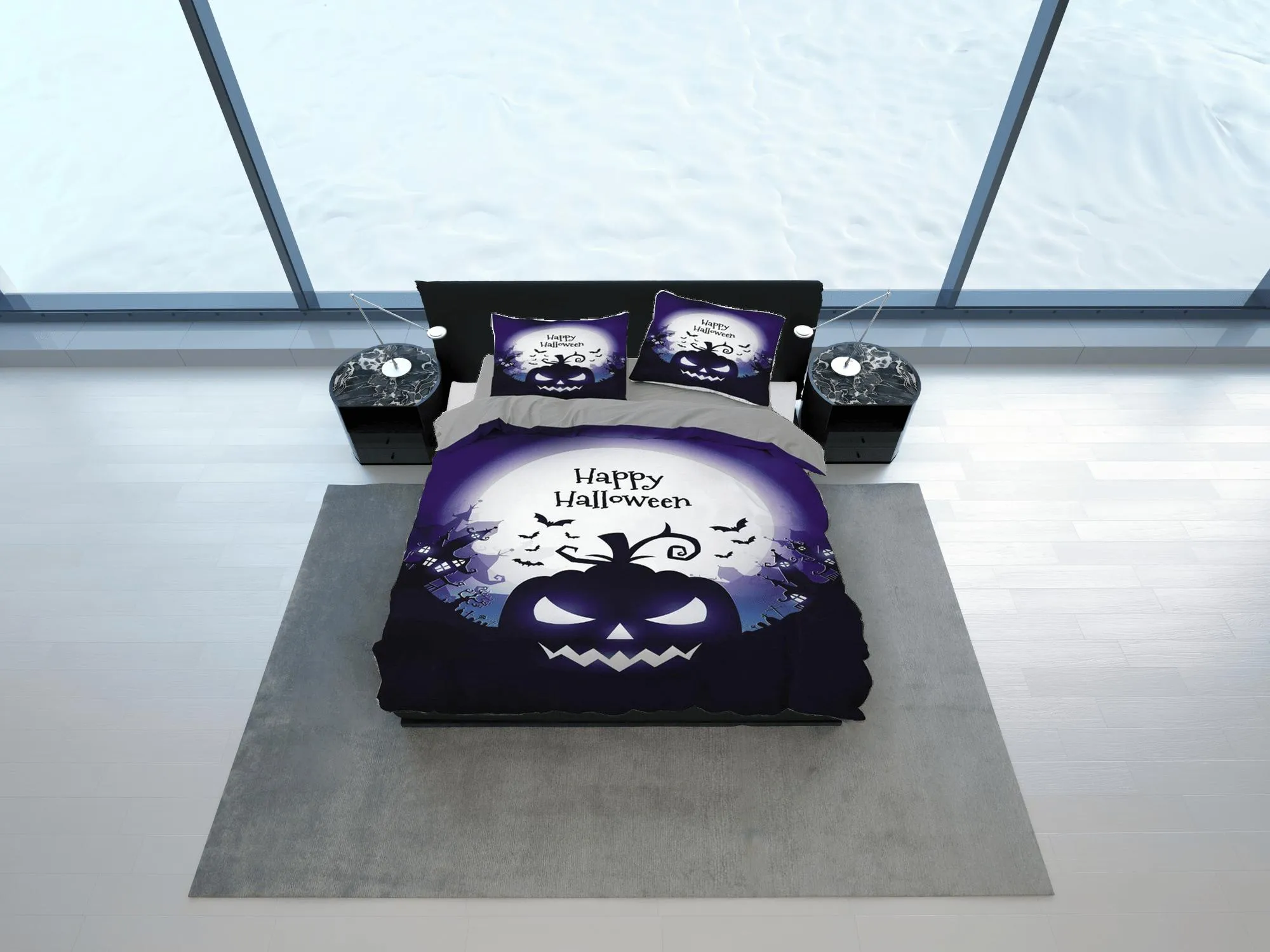 Happy halloween bedding & pillowcase, gothic duvet cover, dorm bedding, halloween decor scary pumpkin, halloween gift, toddler bedding