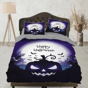 Happy halloween bedding & pillowcase, gothic duvet cover, dorm bedding, halloween decor scary pumpkin, halloween gift, toddler bedding