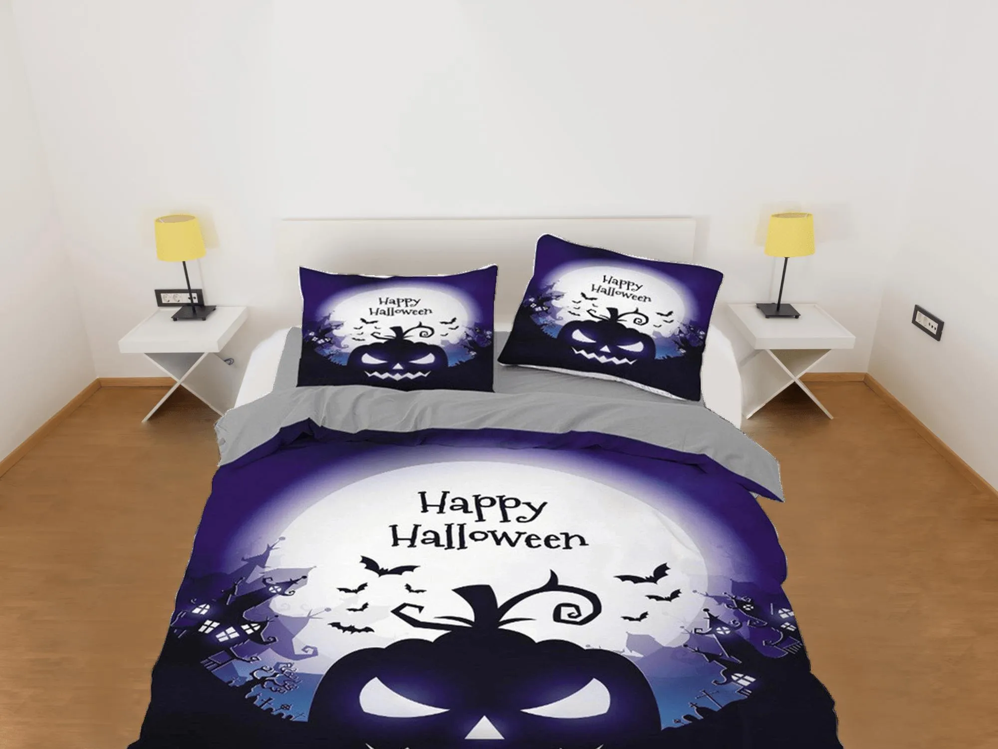 Happy halloween bedding & pillowcase, gothic duvet cover, dorm bedding, halloween decor scary pumpkin, halloween gift, toddler bedding