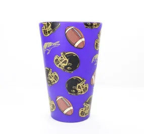 Helmet, Football, and Raven Pattern (Gold) / Silicone Pint Glass