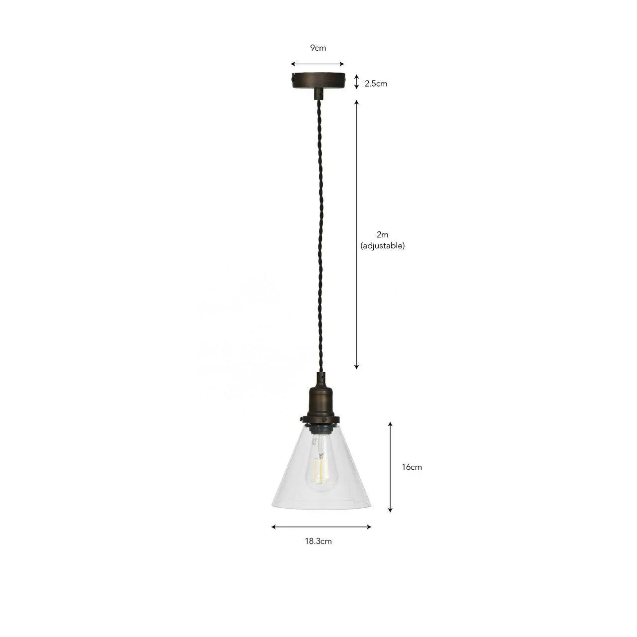 Hoxton Cone Pendant Light - Antique Bronze