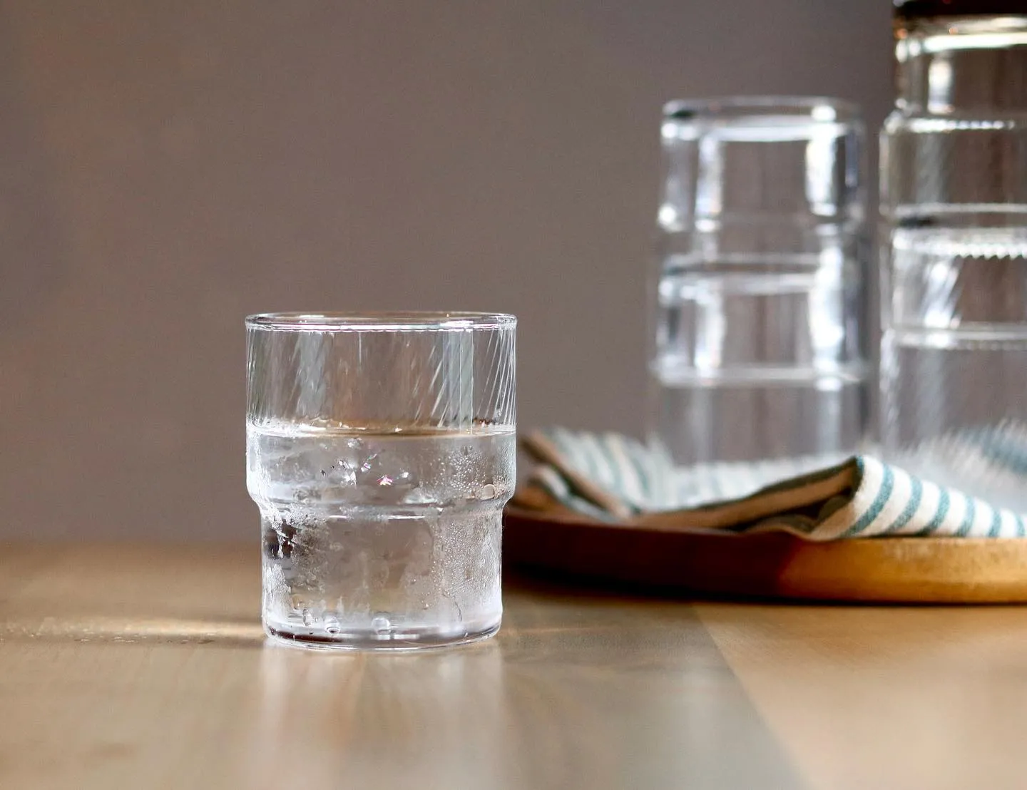 HS Stackable Textured Clear Tumbler Glass