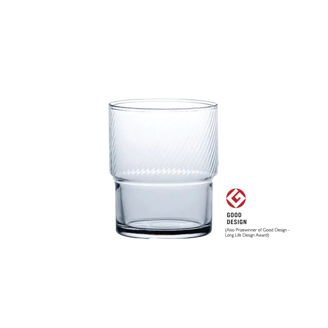 HS Stackable Textured Clear Tumbler Glass