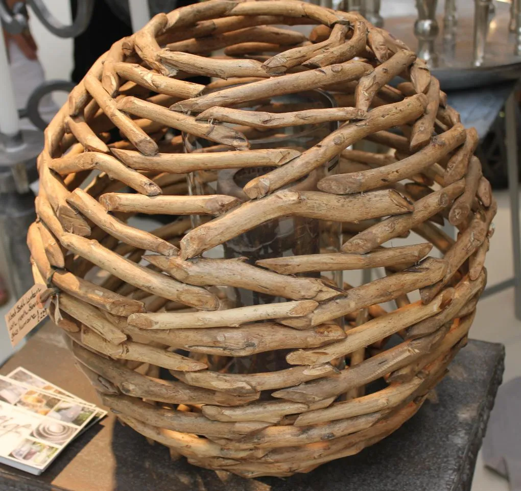 Huge Driftwood Ball Hurricane Lantern