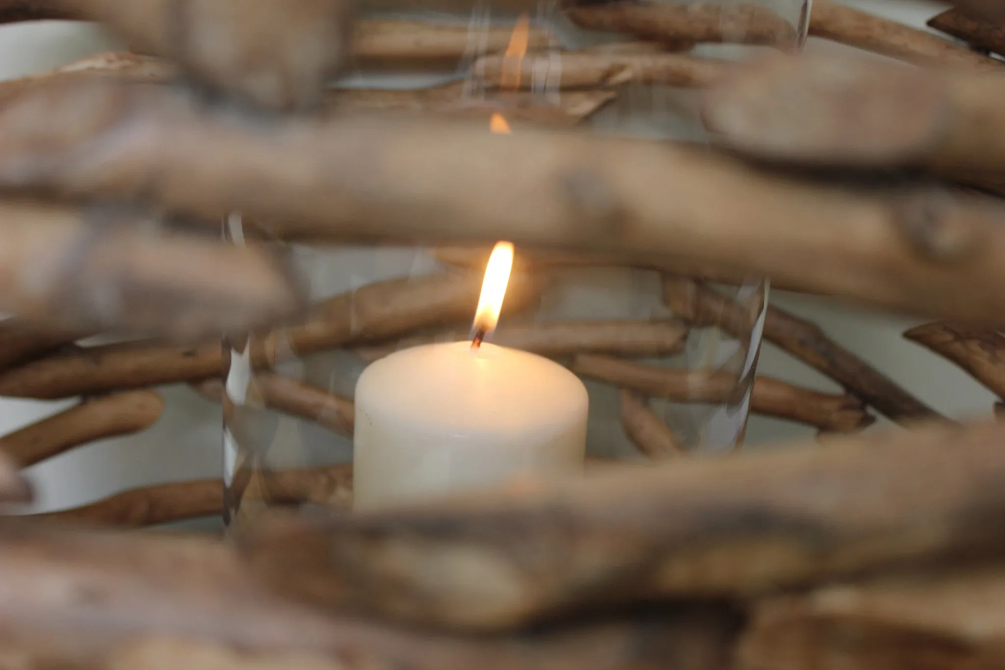 Huge Driftwood Ball Hurricane Lantern