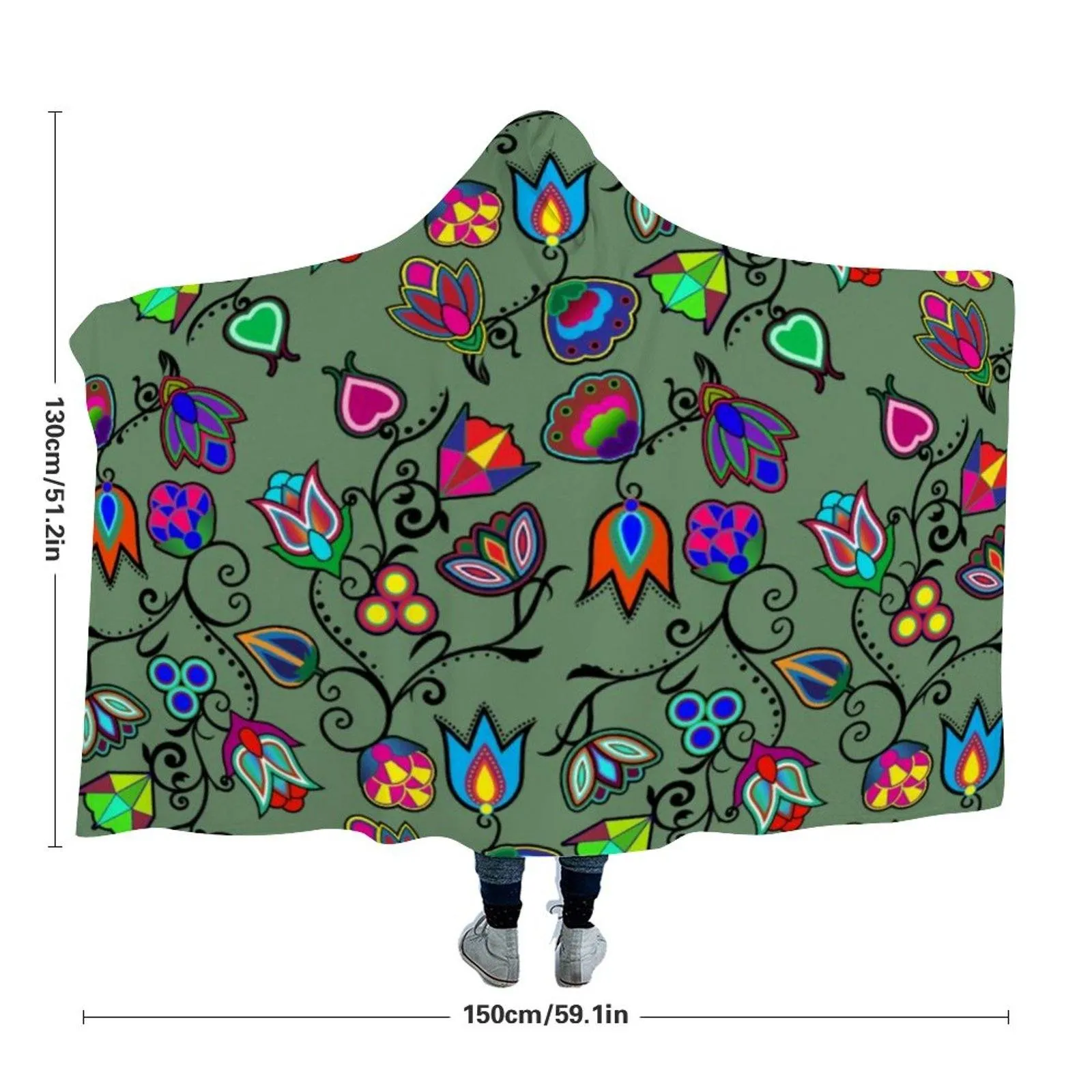 Indigenous Paisley Dark Sea Hooded Blanket