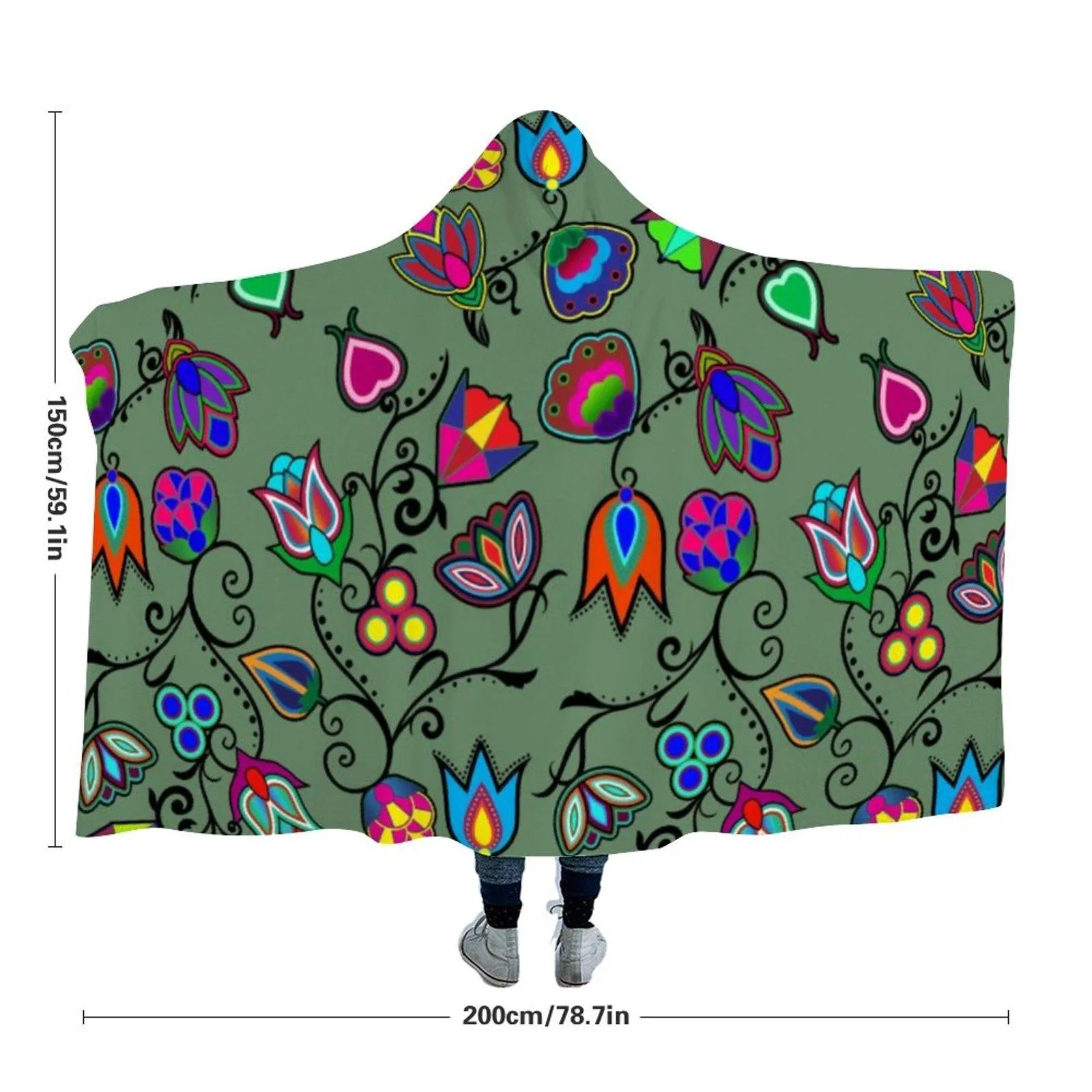 Indigenous Paisley Dark Sea Hooded Blanket