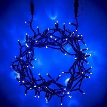 Indoor/Outdoor 8 Function LED Waterproof Fairy Lights with Green Cable (800 Lights - 60M Cable) - Blue