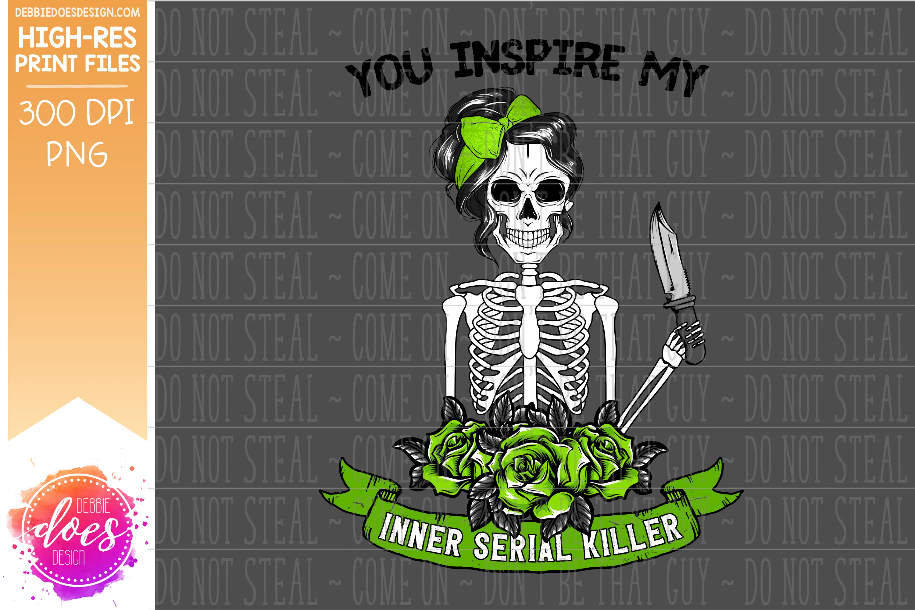 Inner Serial Killer - Skeleton - Choose your Color - Sublimation/Printable Design