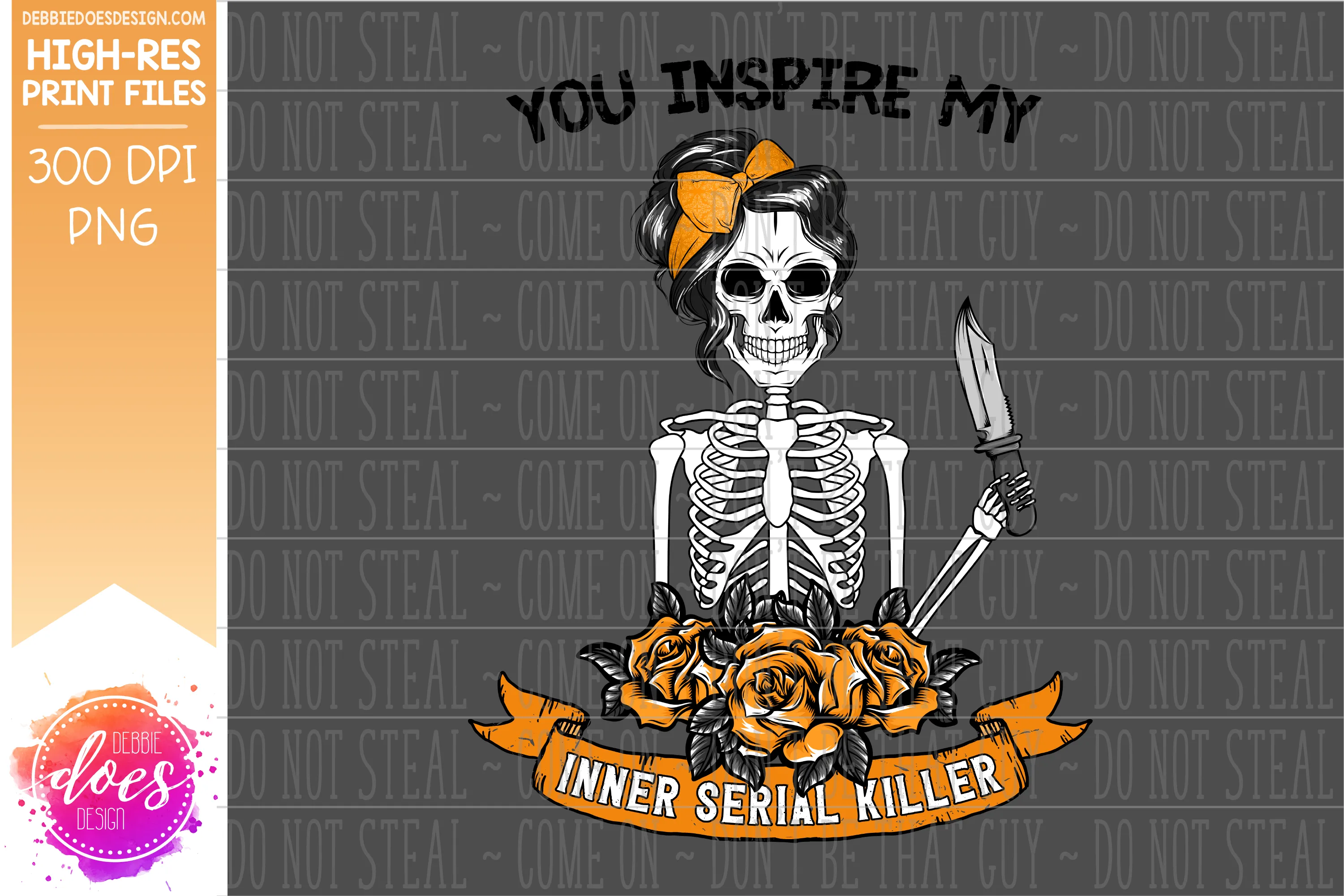 Inner Serial Killer - Skeleton - Choose your Color - Sublimation/Printable Design