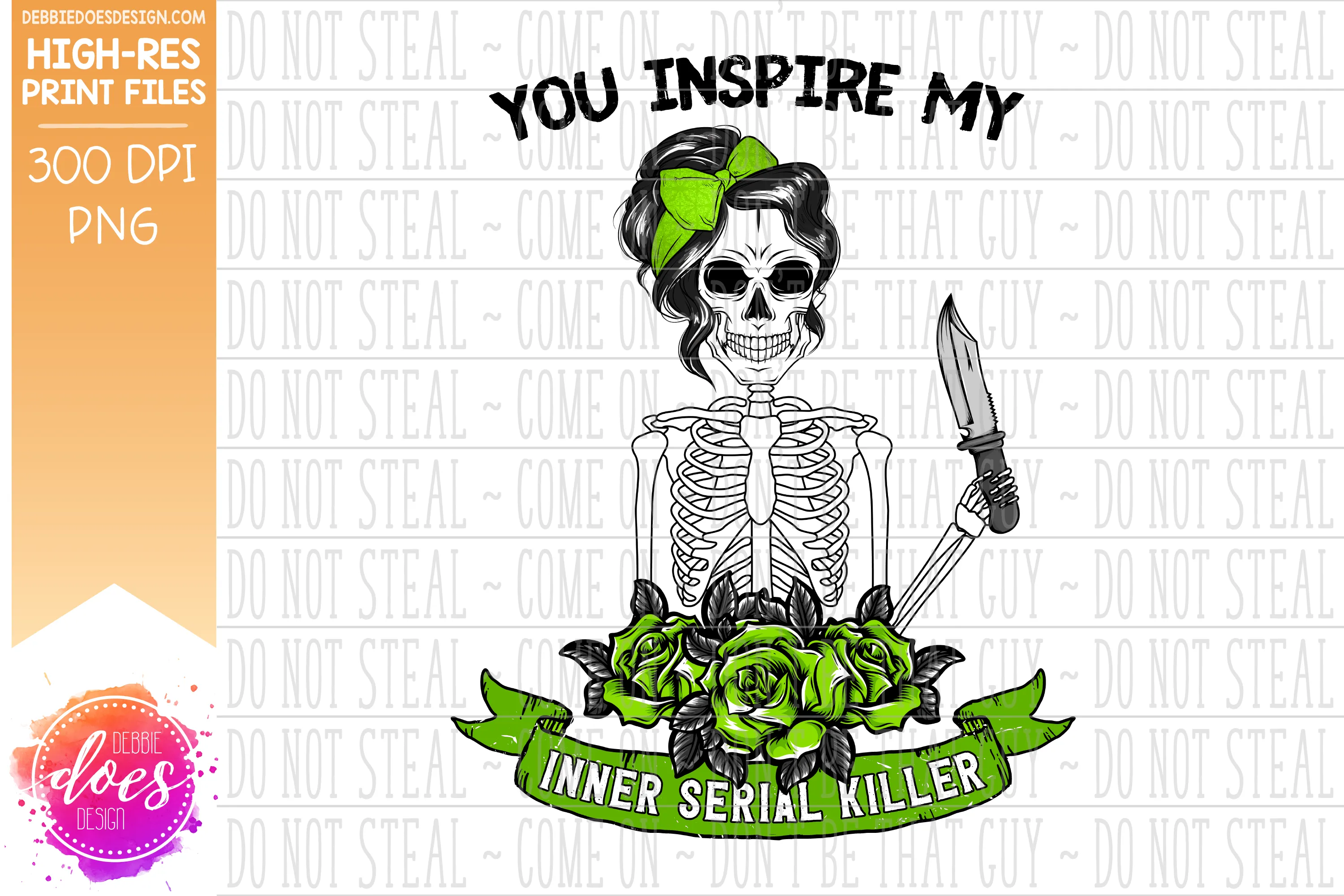 Inner Serial Killer - Skeleton - Choose your Color - Sublimation/Printable Design